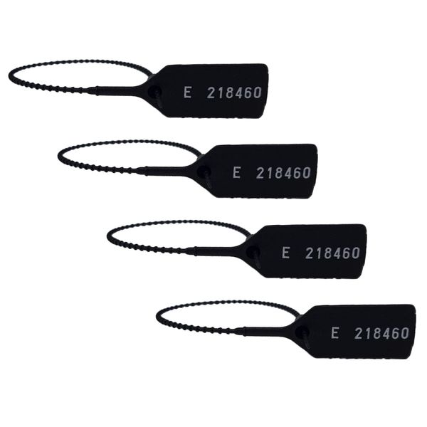UK Numbered Pull Seal, Anti Tamper Security Zip Ties, Tags - Black, 100