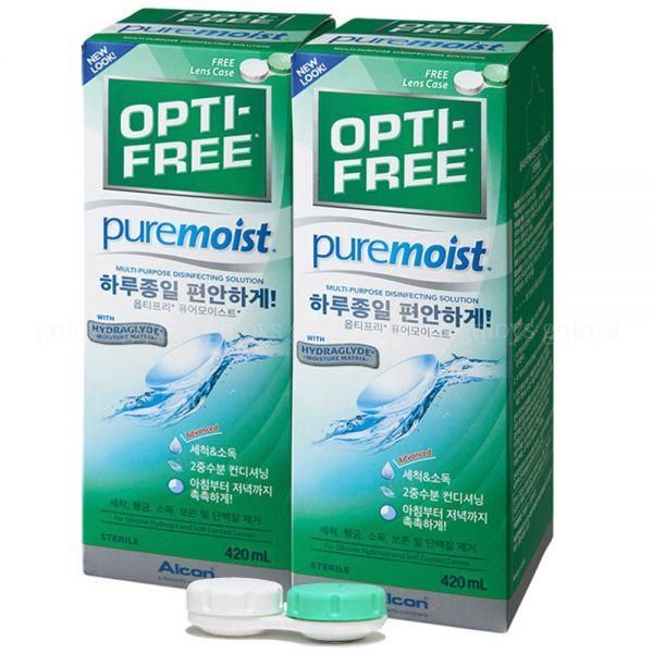 Optifree Pure Moist Lens Cleanser 420ml x 2 2p lens cases