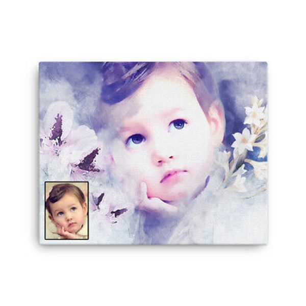 Personalized Digital Painting Person or Pet Portrait on Canvas Wall Decor Art