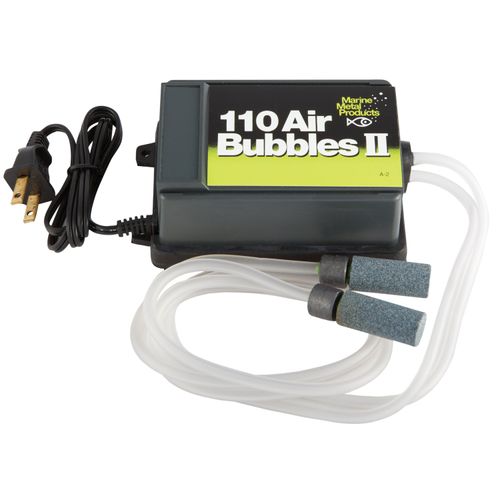 Marine Metal A-2 Air Bubbles Pump with Tubing & Air Stones for Live Bait (110 Volts), Black