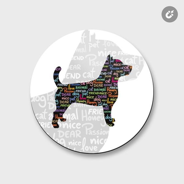 Dog Love Pet Silhouette Animal | 4'' X 4'' Round Decorative Magnet