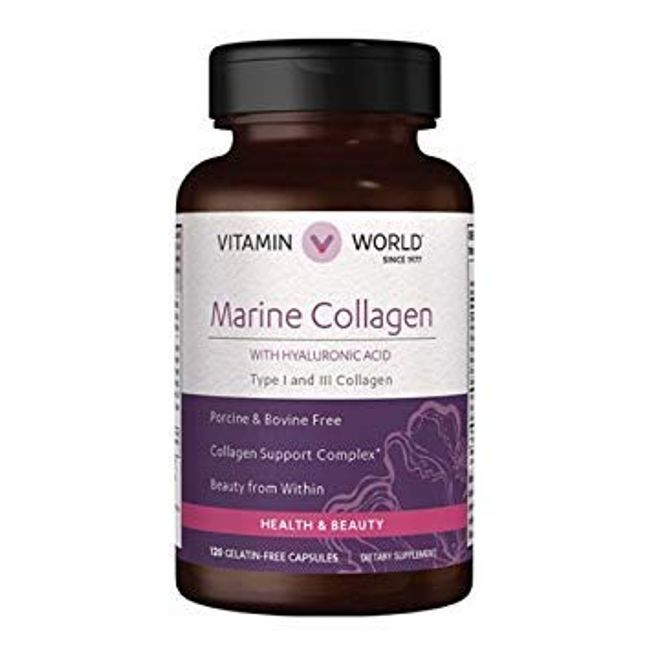 Vitamin World Marine Collagen, Collagen Support Complex 120 gelatin-free capsules