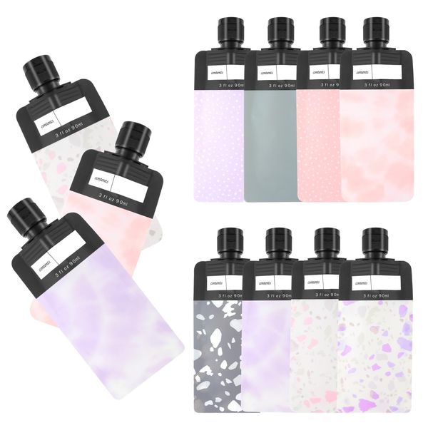 8 Pack Travel Pouches 90ml Travel Containers for Toiletries Reusable Travel Size Containers Leak Proof Refillable Squeezable Containers for Lotion Liquid Shampoo