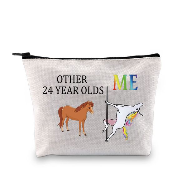 24th Birthday Gifts for Women 24 Year Old Birthday Gifts Makeup Bag Funny Other 24 Years Old Me Unicorn Cosmetic Bag Turning 24 Gifts for Her (24th Bag)