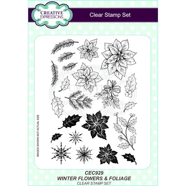 Creative Expressions Wintery Flowers and Foliage A5 Clear Stamp Set