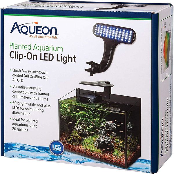 Aqueon Clip-On LED Aquarium Fish Tank Light for Planted Growing Plants for Up To