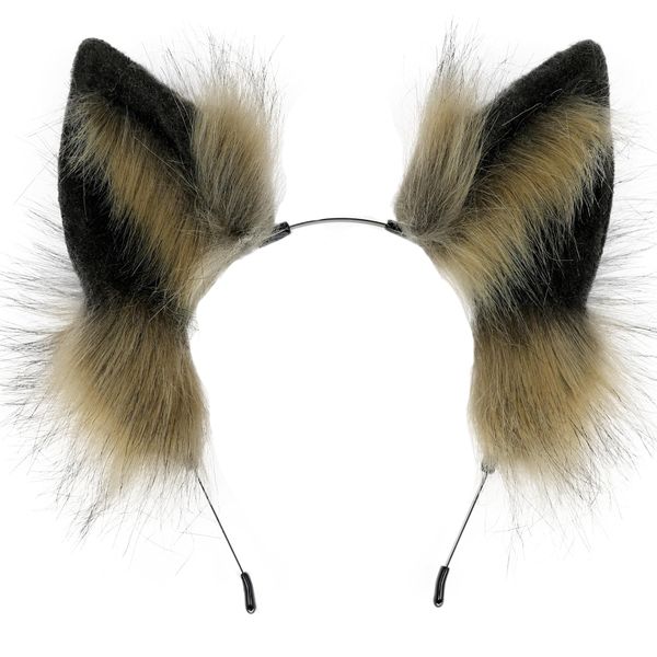 Kidukso Wolf Ears Headwear Simulation Animal Ears Headband Headdress Cute Wolf Ears Headpiece Wolf Faux Fur Ears Hairband Dress Up Party Anime Cosplay Adult Halloween Wolf Ears Hairhoop Wolfdog Fur