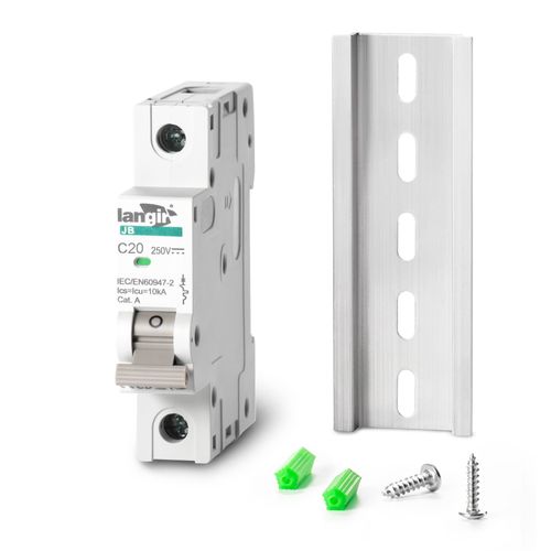 LANGIR DC Circuit Breaker 20A 1 Pole Voltage Protection for Battery and Solar System DIN Rail Installation C Curve