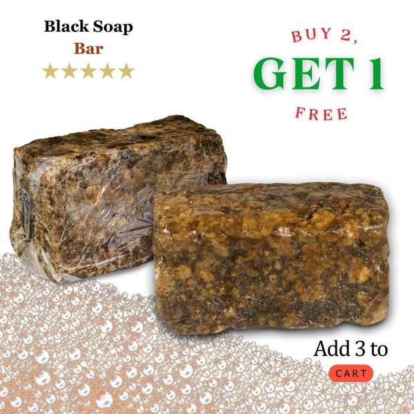 Raw African Black Soap 8 oz. Unrefined Organic Natural Skin Body Hair Face Wash