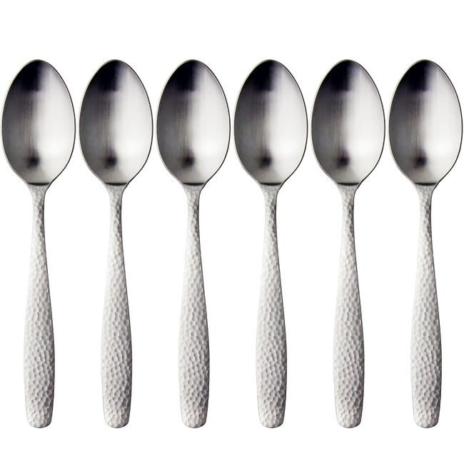 Nagao Hammertone Dinner Spoon, Set of 6, Stainless Steel, Made in Japan