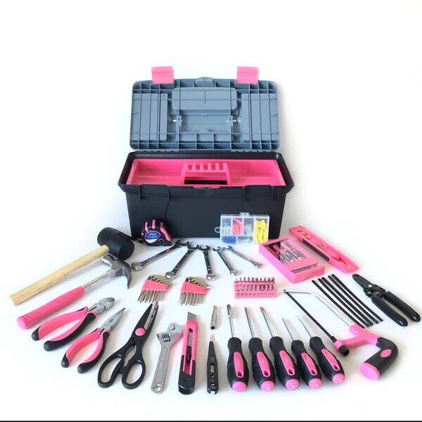 NEW!! APOLLO Household Tool Kit, w/Tool Box Pink 170pc