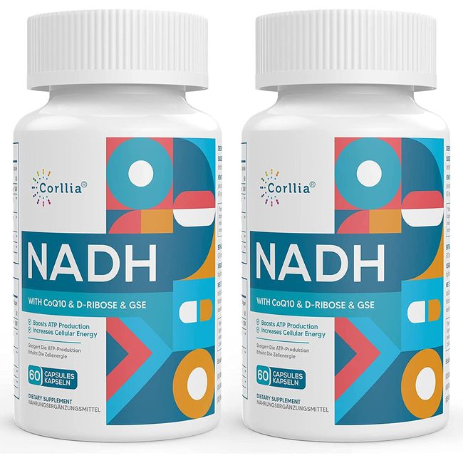 NADH 50Mg + Coq10 200Mg + D-Ribose 150Mg Supplement, Enhance NAD+ Supplement for