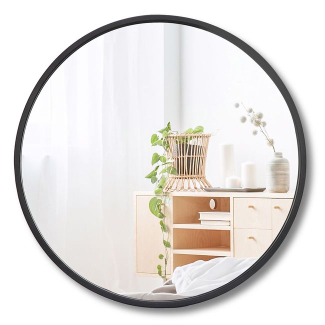 18" Metal Frame Round Mirror Bathroom Bedroom Livingroom Decorative Black