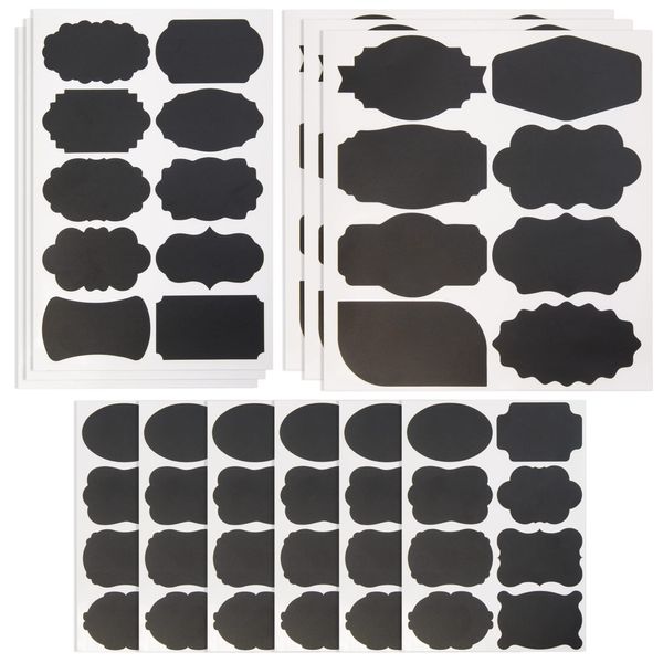 NATURALABEL Chalkboard Label 172 Pcs, 3 Size of 26 Different Shapes Labels for Jars, Labels for Food Containers