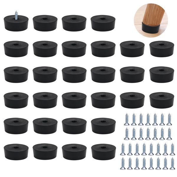 30 Stück Gummifüße Schraubbar,25×23×9 mm Gummifüße Schneidebretter,Gummipuffer Schraubbar mit Schrauben,Möbelfüße Gummi,Gummifüße unter Möbel,Gummifüsse,Rund Gummifuß für Möbelstuhl Schrank Couchs