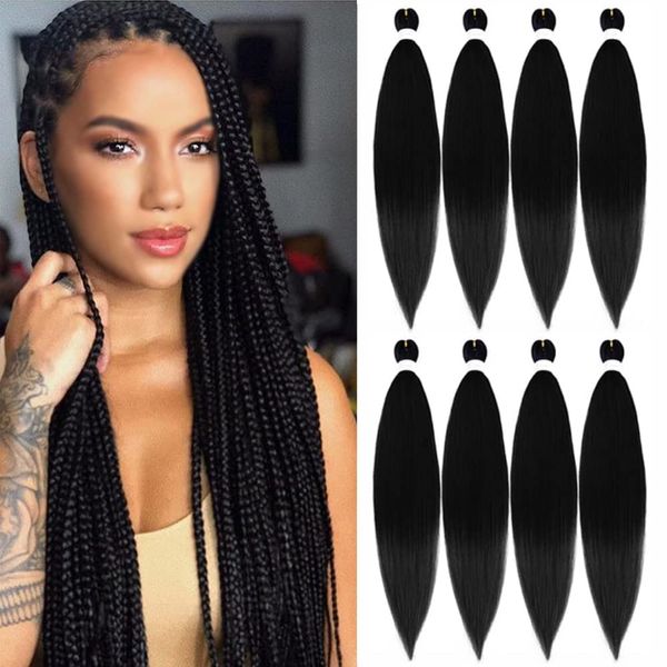 Pre Stretched Braiding Hair 36 Inch Long Black Braiding Hair 8 Packs Easy Braids Hair Yaki Straight Hot Water Setting Synthetic Braid Hair Extensions for Crochet Hair Braiding Twist