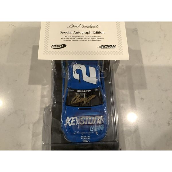 BRAD KESELOWSKI AUTOGRAPHED 2021 FORD MUSTANG KEYSTONE LIGHT DIECAST W/COA /CARD