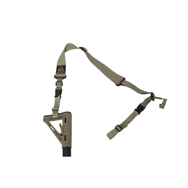 S2Delta - USA Made Premium 2 Point Rifle Sling, Fast Adjustment, Modular Attachment Connections, Comfortable 2” Wide Shoulder Strap (Coyote Tan, Pigtail)