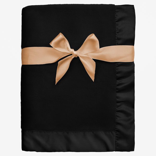 Pro Goleem Fleece Baby Blanket with 2 Inch Satin Trim Soft Anti-Static Plush Blanket for Boys and Girls for Babies Black 30x40 Inch