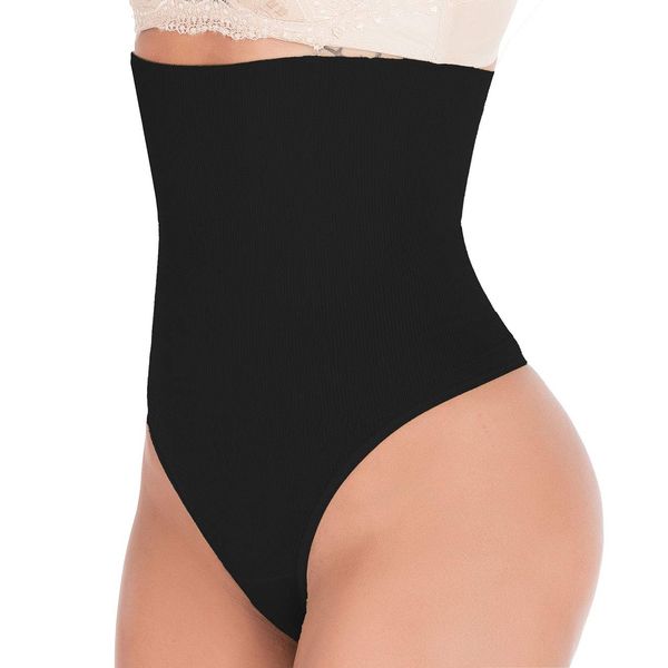 SAYFUT 328 Women Waist Cincher Girdle Tummy Slimmer Sexy Thong Panty Shapewear, Medium/Large(Waist 25"-30"), Black