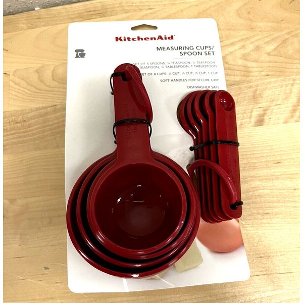 KitchenAid Measuring Cups and Spoon Set Empire Red  Set of 5 Spoons 4 Cups