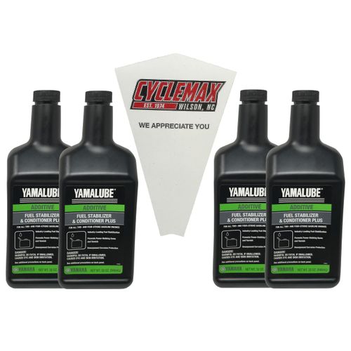 Cyclemax Four Pack compatible with Yamaha Fuel Stabilizer & Conditioner Plus ACC-FSTAB-PL-32 Contains Four Quarts and a Funnel