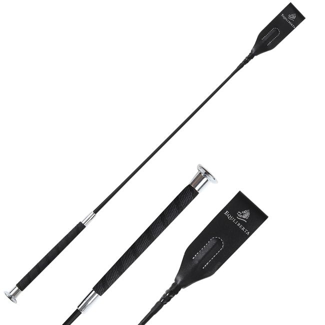 EQULIBERTA EQ-WH-1771 Rubber Grip Short Whip, Black/Silver, Total Length 25.6 inches (65 cm), Grip 7.5 inches (19 cm)