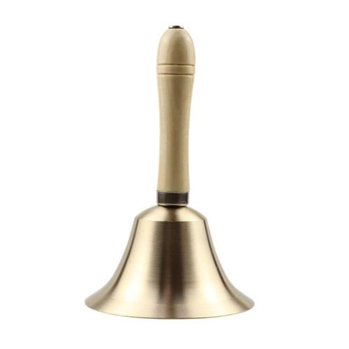 Sofecto Hand Bell Extra Loud Solid Brass Call Bell Handbells with Wooden Handle Multi-Purpose for School, Churchl, Hotel, Christmas and Wedding Service (8cm)