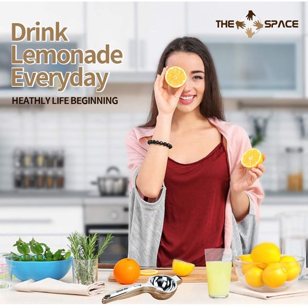 The Space Manual Lemon Squeezer - Stainless Steel Citrus Press Juicer - Anti-Slip, Anti-Corrosion, Dishwasher Safe Juice Extractor - Premium Handheld Juicer for Lemon, Lime & Citrus Fruit