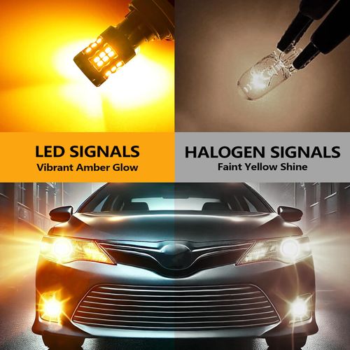 Zyvirexa 3157 LED Turn Signal Bulbs Compatible For Toyota Camry 2000-2009 (Front) & 1997-1999, 2005, 2006 (Rear), 3357 3457 4157 Bulb, Amber Yellow, Plug and Play, Pack of 2