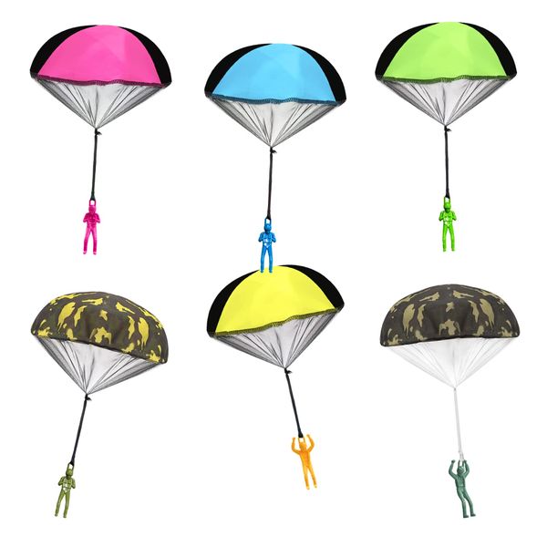 Parachute Toy, 6 Pack No Tangle Free Throwing Hand Throw Flying Toys Outdoor Children's Paratrooper Toys for Children's Outdoor Play Gifts (Pink, Red, Blue, Green, Camouflage)