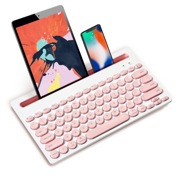 Wireless Keyboard, Bluetooth Tablet, Keyboard, Compact, Cute Keyboard for Smartphones, Connects 3 Devices Simultaneously, One-Key Switching Function for Multi-Devices, English Layout, Compatible with