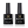 BLUESKY No Wipe Top and Base Coat (10 ml), Long-Lasting, Shiny Finish, Suitable for Artificial and Natural Nails, Easy to Use Under UV or LED Lamp