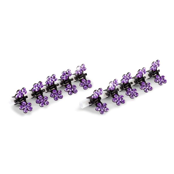 Rhinestone Hair Claws (Pack of 10, Purple)