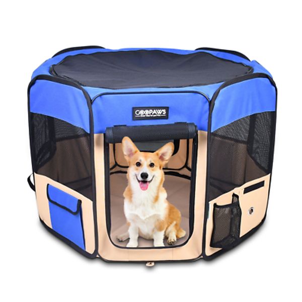 JESPET Pet Dog Playpens 45" Portable Soft Exercise Pen, Blue