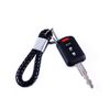 Black Leather Braided Strap Keychain Accessories w/Metal Key Ring for Most Keys