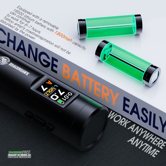 Dragonhawk Wireless Power Supply Battery Tattoo Machine Motor Pen