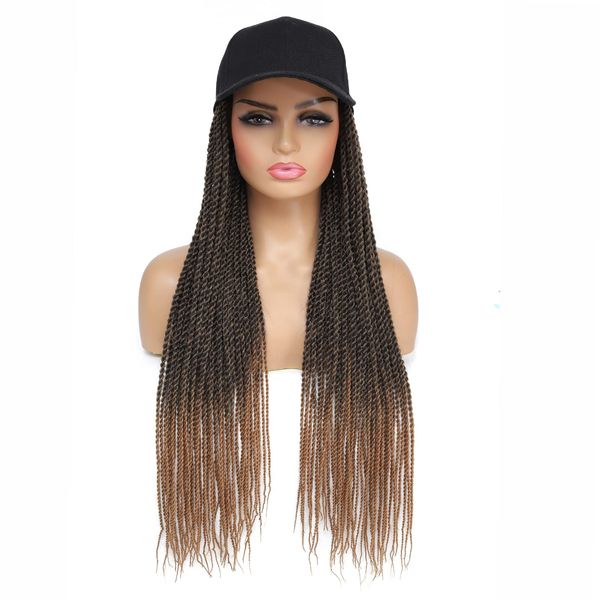 AliRobam Hat Wigs Baseball Cap with Senegalese Twist Braids Hair extensions Hat With Braided Hair attached for Black White woman (24inch, T27)