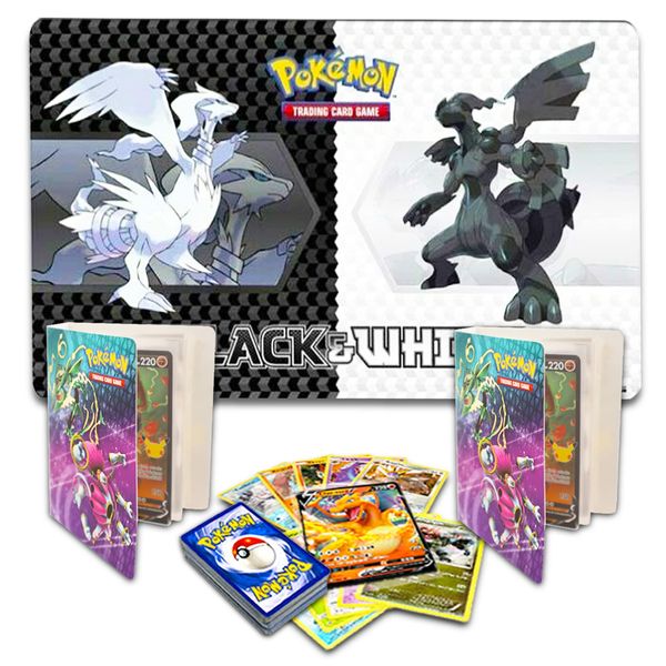 pokeball Pokemon Trading Card Game Ultimate Bundle ~ 50 Pokemon Cards Pokemon Binder Pokemon Card Sleeves Pokemon Play Mat 2 Player | Pokemon Card Sleeves for Binder