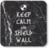 Hippowarehouse Keep calm and shield wall printed coaster gloss finish durable backing 9cm x 9cm 2 pack