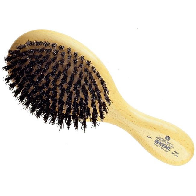 Kent OG1 Finest Men's Hair Brush and Facial Brush for Beard Care - 100% Natural Boar Bristle Brush for Mens Grooming, Scalp Brush, 360 Wave, and Beard Straightener For Men's Hair Care