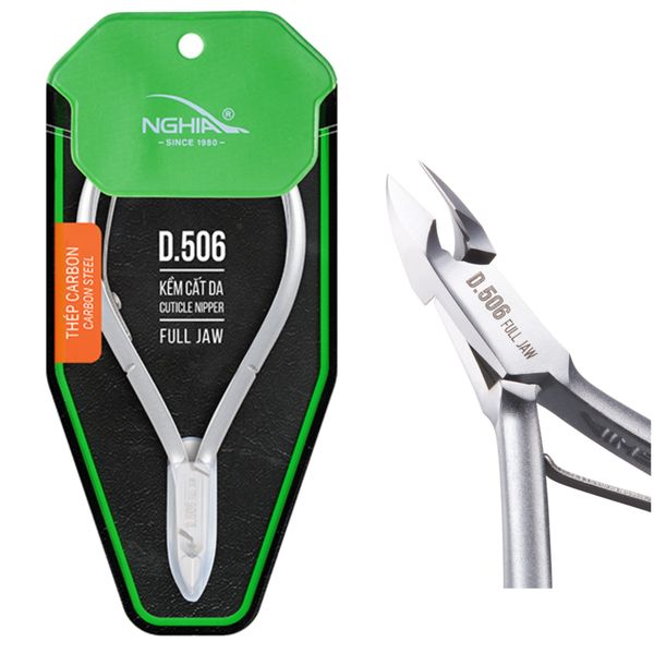 Premium Hard Steel Cuticle Nipper - D-506, Precision Nail Tech Nipper with Grey Plated Full Jaw and Single Spring