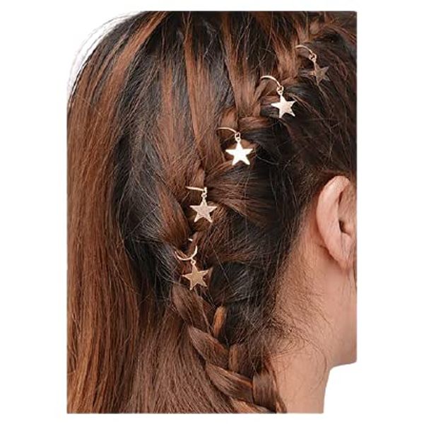 BIFULL Decorative Star Rings for Hair Black Standard