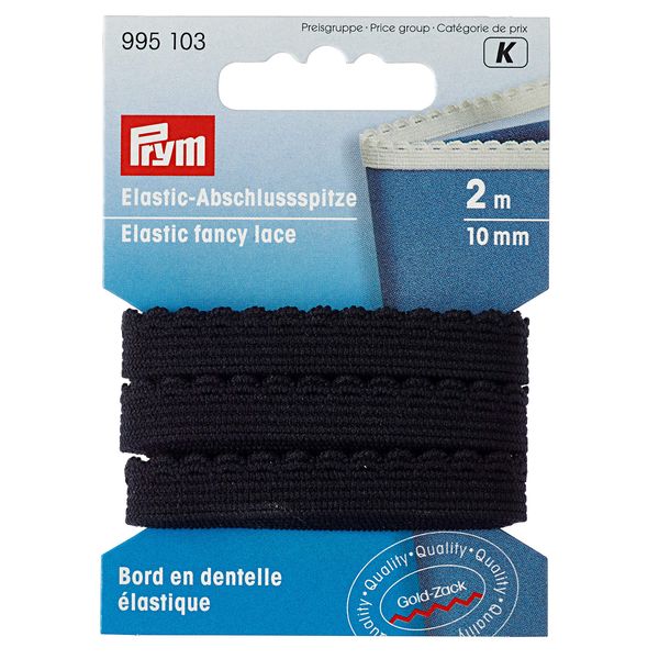 Prym Black Fancy Lace, 84% Polyamide, 16% Elastane, 10 mm