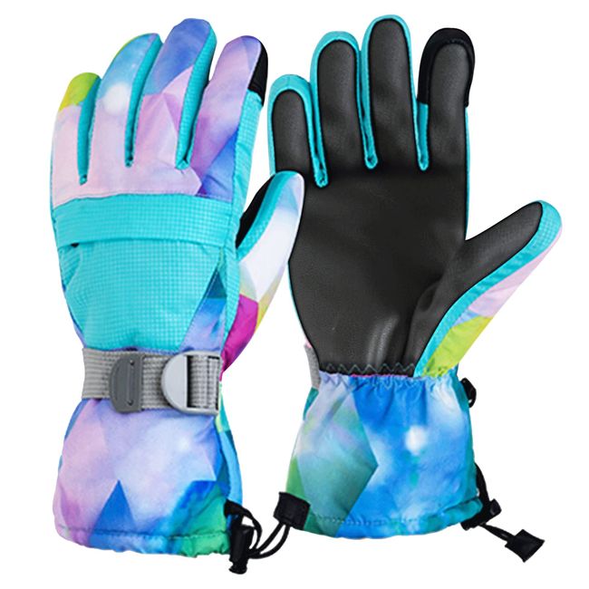 Skihandschuhe Damen Jungen Mädchen Winterhandschuhe Touchscreen Wasserdicht Anti Rutsch Fahrradhandschuhe Schneehandschuhe Winddichte Warme Handschuhe mit Taschen für Extrem Kaltes Wetter