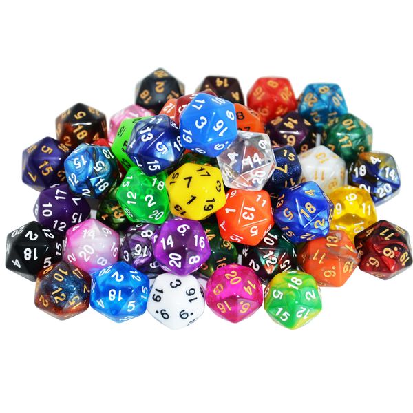 SmartDealsPro 50-Pack 20 Sided Dice D20 Polyhedral Dice with Pouch for DND RPG MTG Table Game