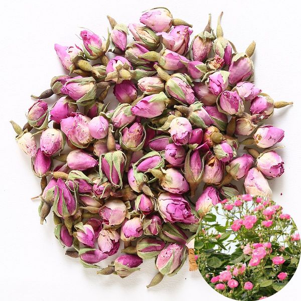 TooGet Rose Tea Fragrant Natural Pink Rose Buds Rose Petals Dried Rosa Damascena Herbal Tea, Culinary Food Grade - 60g