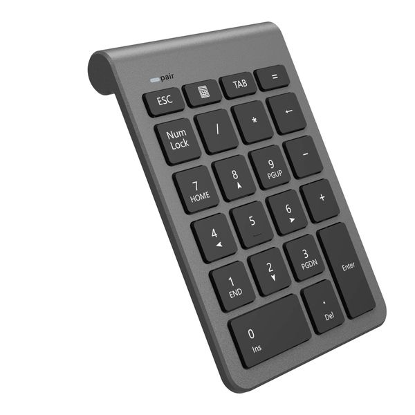 Numeric Keypad Bluetooth Wireless Tenkey Wireless Numeric Keypad Bluetooth Compatible with Many Models with Tab Key Ultra Thin Win/iOS/Linux Compatible, Convenient to Carry, Space Gray