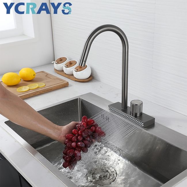 Flying Rain Waterfall Kitchen Sink Set Stainles Steel Sink with Pull Down  Faucet