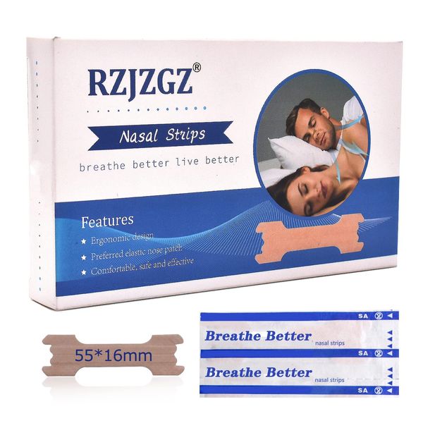 RZJZGZ Upgraded Nasal Strips Small Anti Snoring Breathe Better Good Sleeping Nasal Pads Anti Snore Nasal Strips for Snoring (120PCS, 55x16mm)